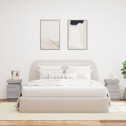 Berkfield Home Bedside Cabinets with LED Lights 2 pcs Grey Sonoma 35x39x55 cm - Size: 35 x 39 x 55 cm - thumbnail 3