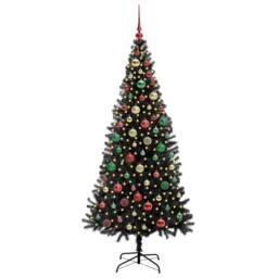 Berkfield Home Christmas Tree with 300 LEDs with Stand Black 180 cm PVC - thumbnail 3