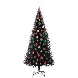 Berkfield Home Christmas Tree with 300 LEDs with Stand Black 180 cm PVC - thumbnail 6