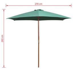 Berkfield Home Parasol 270x270 cm Wooden Pole Green - thumbnail 6