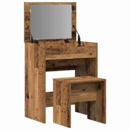 Berkfield Home Dressing Table with Mirror Old Wood Engineered Wood in Brown - thumbnail 5
