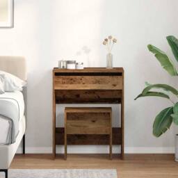 Berkfield Home Dressing Table with Mirror Old Wood Engineered Wood in Brown - thumbnail 2