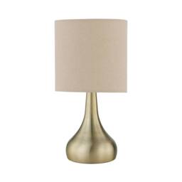 First Choice Lighting Set of 2 Romana - Antique Brass Touch Table Lamp with Linen Shades in Bronze - thumbnail 2
