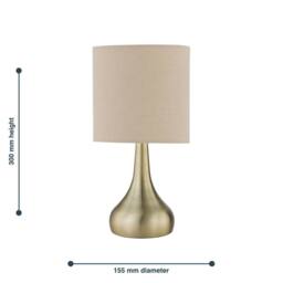 First Choice Lighting Set of 2 Romana - Antique Brass Touch Table Lamp with Linen Shades in Bronze - thumbnail 9