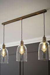 ValueLights Kira Glass Cloche Dome 3 Drop Bar Diner Ceiling Pendant Light in Silver - thumbnail 1