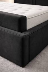 PARADISE BEDS LTD Luxury Upholstered Adjustable TV Bed in Black - Size: Super King - thumbnail 3