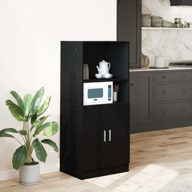 Berkfield Home Kitchen Cabinet Black 57x41.5x131.5 cm Engineered Wood - image 1