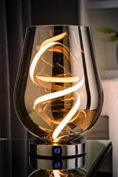 ValueLights Helix Smoked Glass Integrated LED Table Lamp in Mid Grey - thumbnail 2