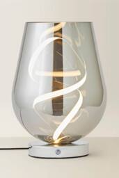 ValueLights Helix Smoked Glass Integrated LED Table Lamp in Mid Grey - thumbnail 3