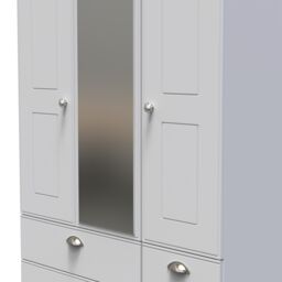 Ready Assembled 2 U Albert Triple 2 Drawer Mirror + Drawer Wardrobe (Ready Assembled) in Grey - thumbnail 4