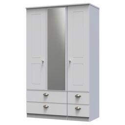 Ready Assembled 2 U Albert Triple 2 Drawer Mirror + Drawer Wardrobe (Ready Assembled) in Grey - thumbnail 3