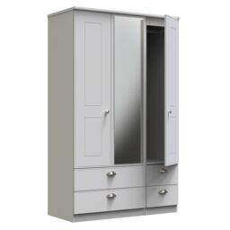 Ready Assembled 2 U Albert Triple 2 Drawer Mirror + Drawer Wardrobe (Ready Assembled) in Grey - thumbnail 6