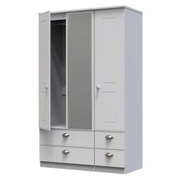 Ready Assembled 2 U Albert Triple 2 Drawer Mirror + Drawer Wardrobe (Ready Assembled) in Grey - thumbnail 5