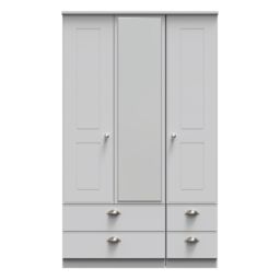 Ready Assembled 2 U Albert Triple 2 Drawer Mirror + Drawer Wardrobe (Ready Assembled) in Grey - thumbnail 1