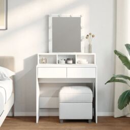 Berkfield Home Dressing Table with LED White 80x41x144.5 cm