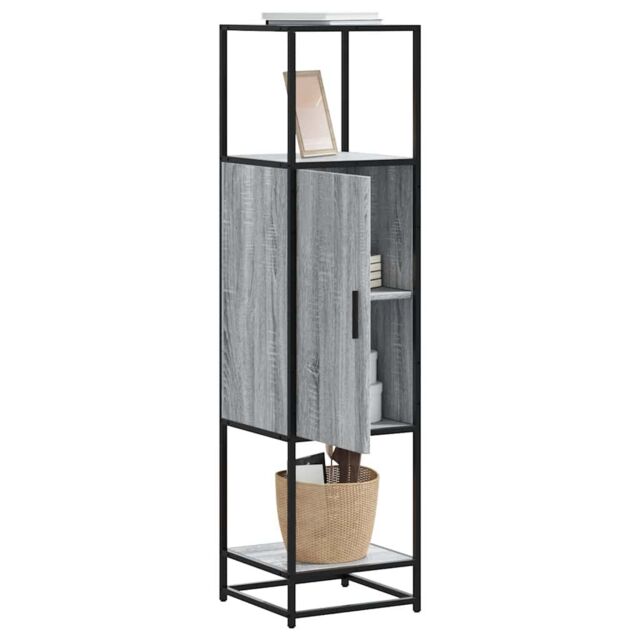 Berkfield Home Highboard Grey Sonoma 35.5x35x139 cm Engineered Wood & Metal - image 1
