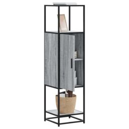 Berkfield Home Highboard Grey Sonoma 35.5x35x139 cm Engineered Wood & Metal - thumbnail 1