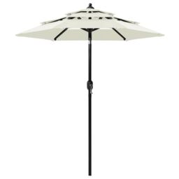 Berkfield Home 3-Tier Parasol with Aluminium Pole Sand 2 m in Beige - thumbnail 1