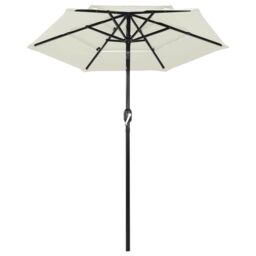 Berkfield Home 3-Tier Parasol with Aluminium Pole Sand 2 m in Beige - thumbnail 2