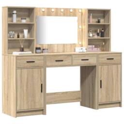 Berkfield Home Elegant 3 Piece Dressing Table Set Somoma Oak Engineered Wood in Beige - thumbnail 1