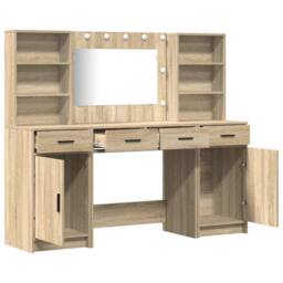 Berkfield Home Elegant 3 Piece Dressing Table Set Somoma Oak Engineered Wood in Beige - thumbnail 7