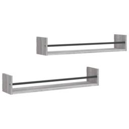 Berkfield Home Wall Shelves with Bars 2 pcs Grey Sonoma 80x16x14 cm - Size: 80 x 16 x 14 cm - thumbnail 3