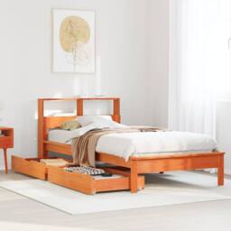 Berkfield Home Bookcase Bed without Mattress Wax Brown 90x200 cm Solid Wood Pine - thumbnail 1