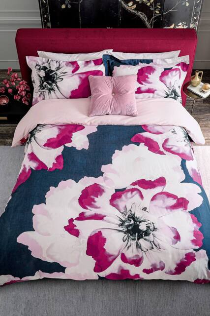 Ted Baker 'Inky Bloom' Cotton Duvet Cover Set in Navy - Size: Double - image 1