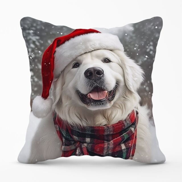Warren Reed - Designer Christmas White Newfoundland Cushion - Size: 45 cm x 45 cm - image 1