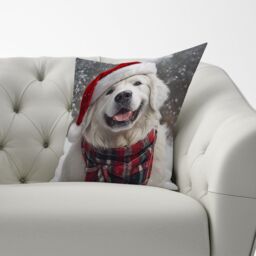 Warren Reed - Designer Christmas White Newfoundland Cushion - Size: 45 cm x 45 cm - thumbnail 3