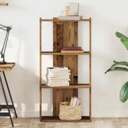 Berkfield Home Bookcase 3-Tier Old Wood 60x30x120 cm Engineered Wood in Brown - Size: 60 x 30 x 120 cm - thumbnail 3