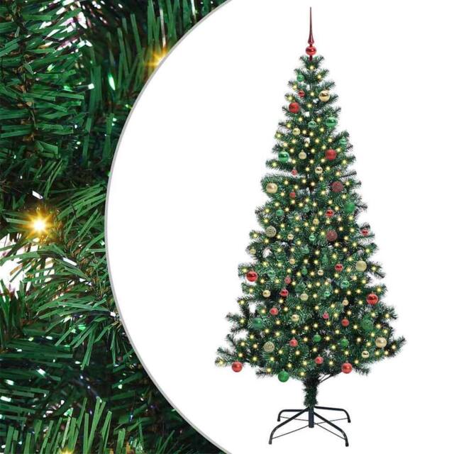 Berkfield Home Artificial Pre-lit Christmas Tree Green 210 cm PVC & Metal - image 1