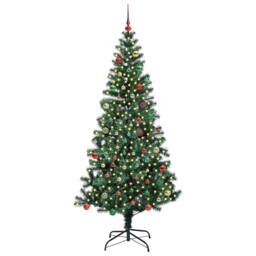 Berkfield Home Artificial Pre-lit Christmas Tree Green 210 cm PVC & Metal - thumbnail 2