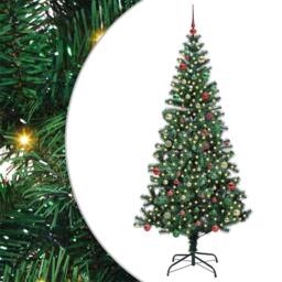 Berkfield Home Artificial Pre-lit Christmas Tree Green 210 cm PVC & Metal