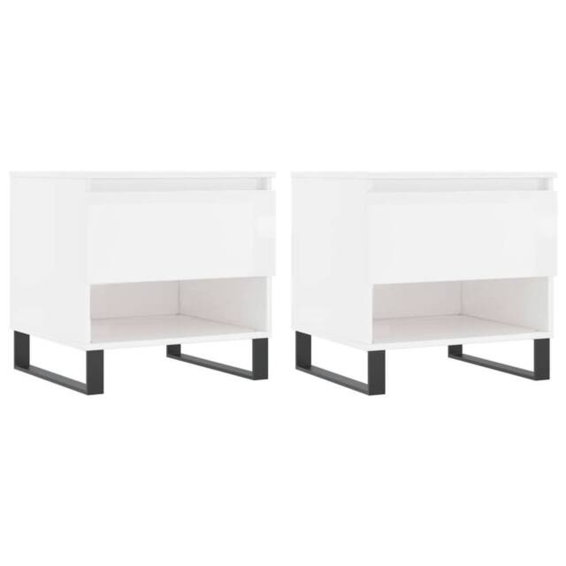 Berkfield Home Coffee Tables 2 pcs High Gloss White 50x46x50 cm Engineered Wood - Size: 50 x 46 x 50 cm - image 1