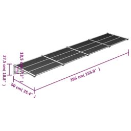 Berkfield Home Door Canopy Black & Transparent 396x90 cm Polycarbonate in Clear - thumbnail 6