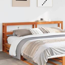 Berkfield Home Headboard with Shelves Wax Brown 200 cm Solid Wood Pine - thumbnail 2
