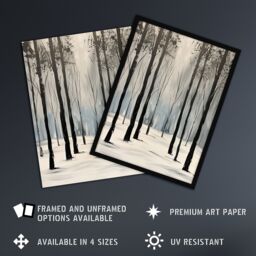 Artery8 White Winter Morning Forest Oil Painting Serene Framed Art Print in Grey - Size: A4 - thumbnail 2
