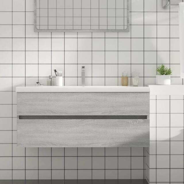 Berkfield Home Sink Cabinet Grey Sonoma 100x38.5x45 cm Engineered Wood - image 1