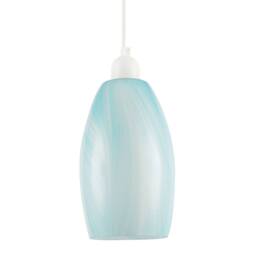 Happy Homewares Modern Marble Effect Glass Cylindrical Pendant Light Shade in Baby Blue - thumbnail 1