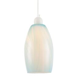 Happy Homewares Modern Marble Effect Glass Cylindrical Pendant Light Shade in Baby Blue - thumbnail 2
