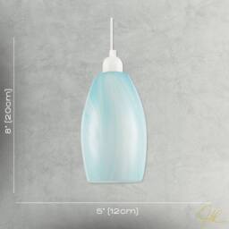 Happy Homewares Modern Marble Effect Glass Cylindrical Pendant Light Shade in Baby Blue - thumbnail 7