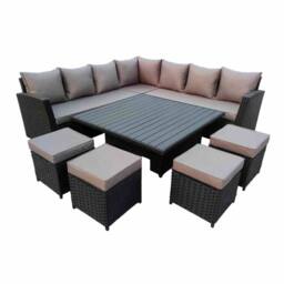 Furniture Maxi Rosen 11 Seater Rattan Garden Furniture Corner Sofa Cube Set With Aluminum Lift-up Table in Black - thumbnail 5