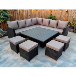 Furniture Maxi Rosen 11 Seater Rattan Garden Furniture Corner Sofa Cube Set With Aluminum Lift-up Table in Black - thumbnail 3