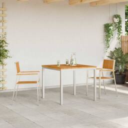 Berkfield Home Stackable Garden Chairs 2 pcs Solid Wood Teak&Stainless Steel in Silver