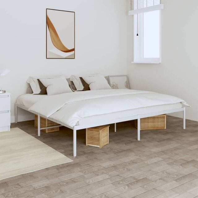 Berkfield Home Metal Bed Frame White 180x200 cm Super King - image 1