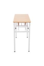 Living and Home Foldable 80 x 40cm 2-tier Office Desk with Adjustable Foot Pads in Light Brown - Size: 80 x 40 cm - thumbnail 4