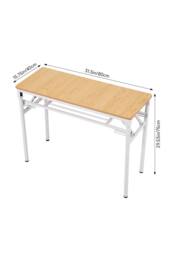 Living and Home Foldable 80 x 40cm 2-tier Office Desk with Adjustable Foot Pads in Light Brown - Size: 80 x 40 cm - thumbnail 2