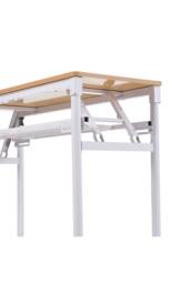 Living and Home Foldable 80 x 40cm 2-tier Office Desk with Adjustable Foot Pads in Light Brown - Size: 80 x 40 cm - thumbnail 5