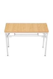 Living and Home Foldable 80 x 40cm 2-tier Office Desk with Adjustable Foot Pads in Light Brown - Size: 80 x 40 cm - thumbnail 3